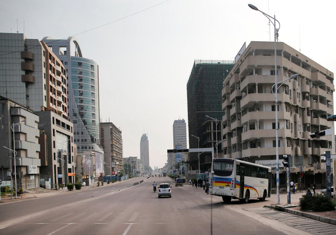 A general view shows traffic along street in Kinshasa